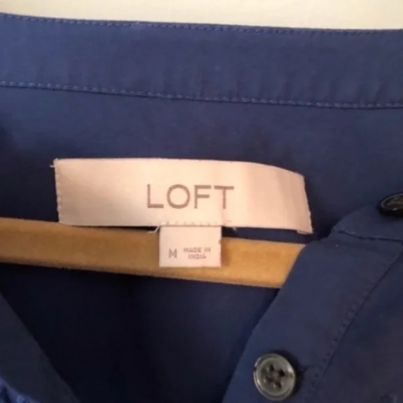 LOFT Cotton Embroidered Tie Cuff Blouse - Picture 4 of 5